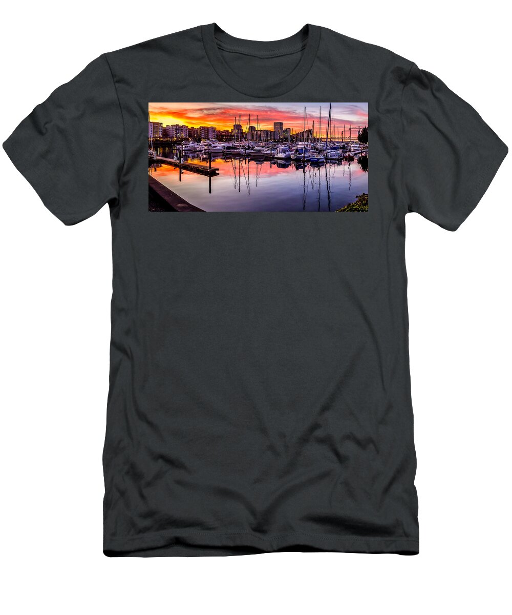 Thea T-Shirt featuring the photograph HDR Sunset on Thea Foss Waterway by Rob Green