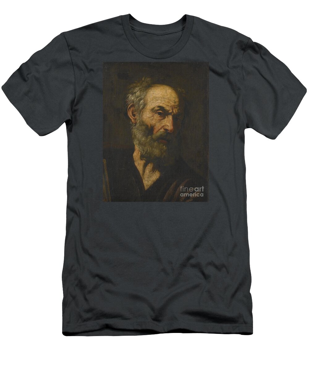 Workshop Of Jusepe De Ribera T-Shirt featuring the painting Head Of A Man by MotionAge Designs