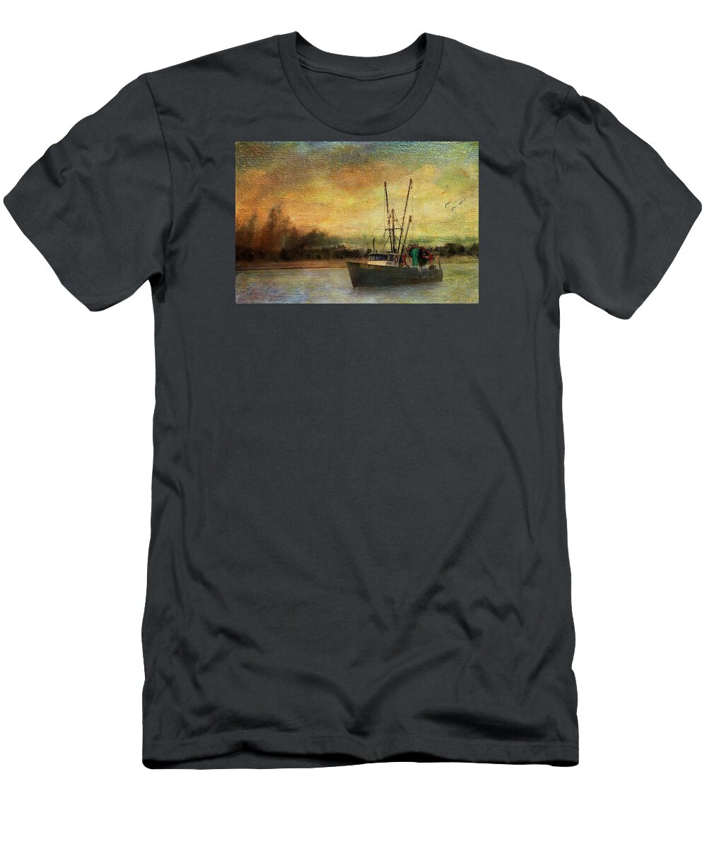 Boat T-Shirt featuring the photograph Heading Out by John Rivera