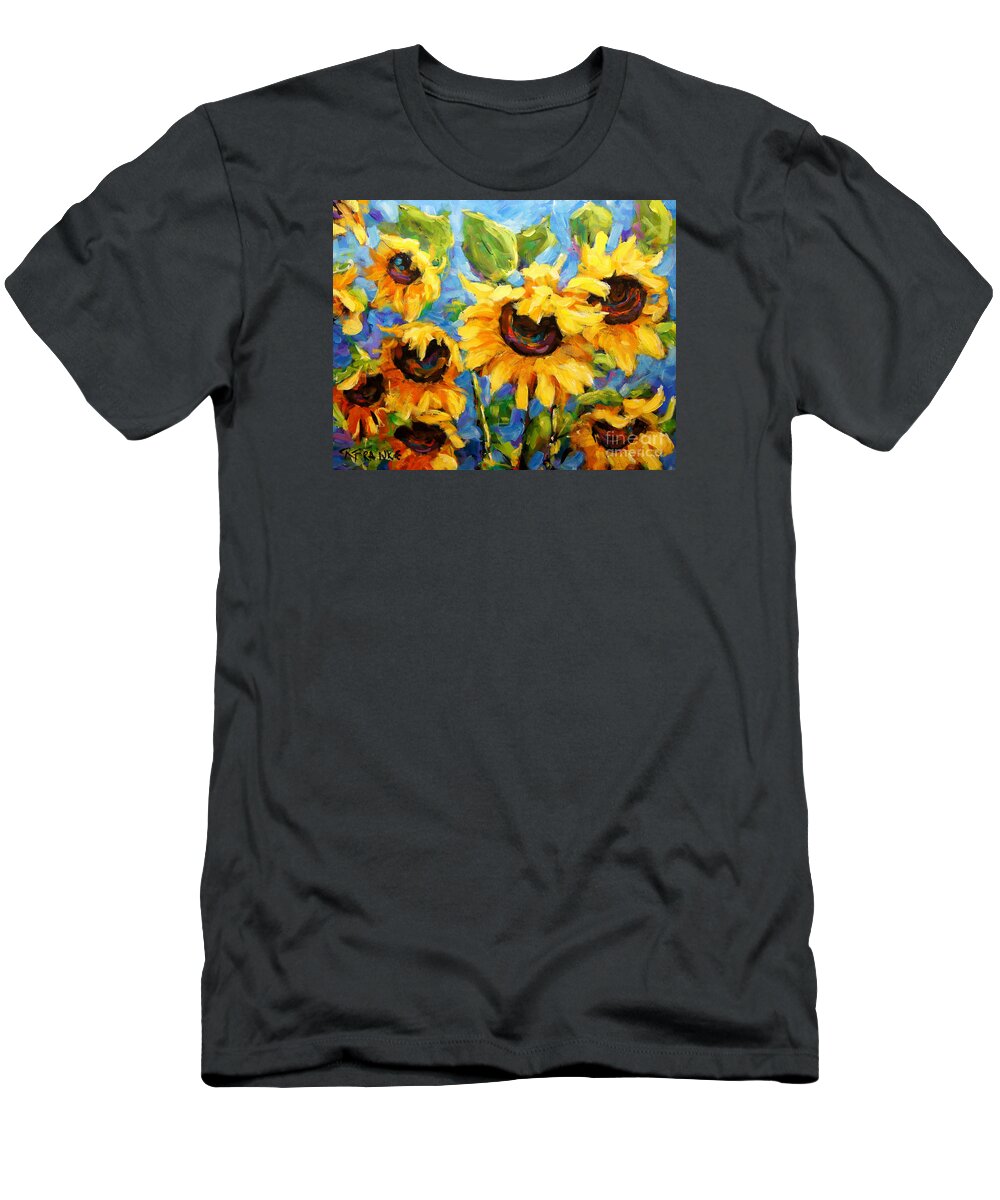 Floral Scene Montreal T-Shirt featuring the painting Healing light of Sunflowers by Richard T Pranke