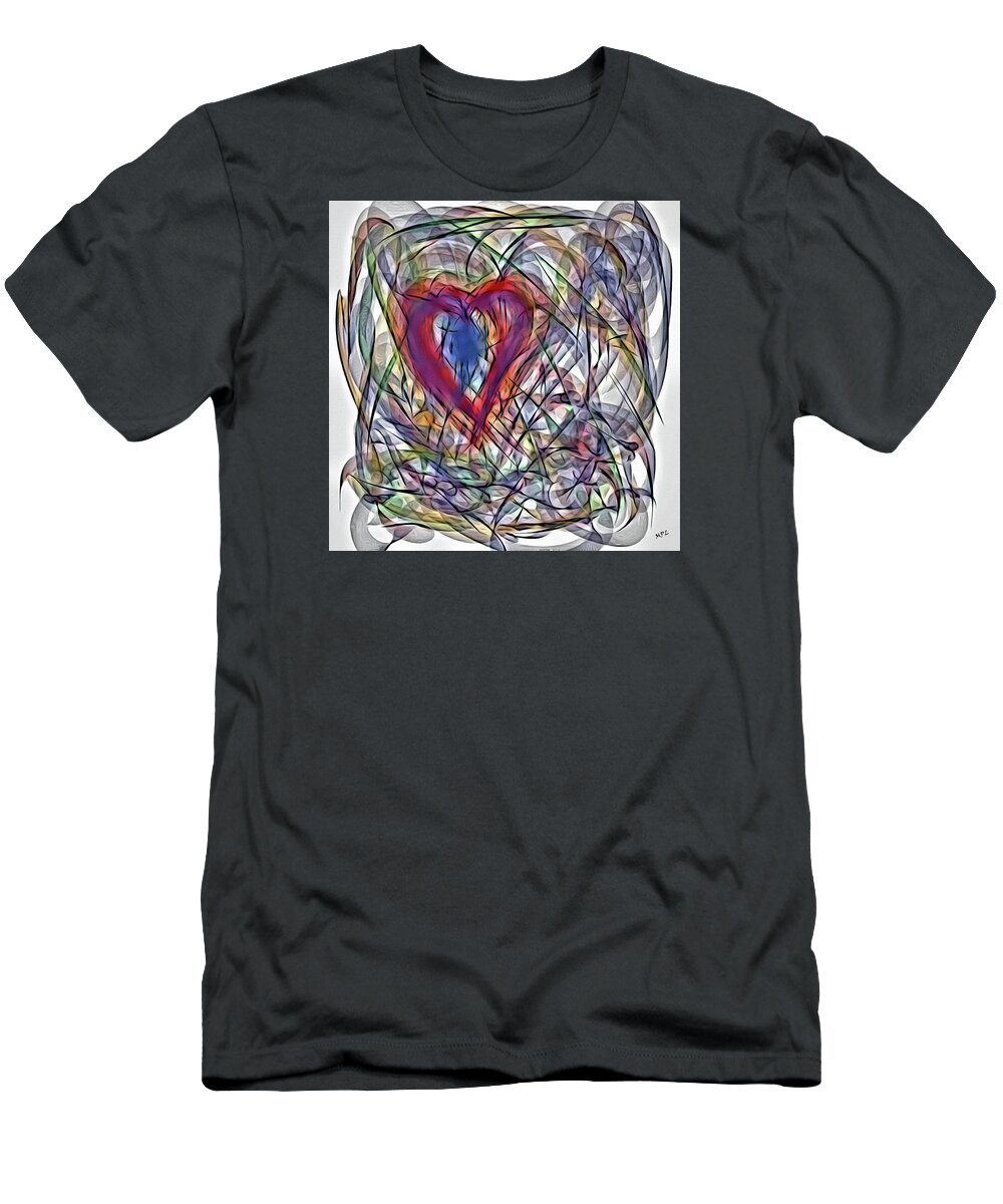 Heart T-Shirt featuring the painting Heart In Motion Abstract by Marian Lonzetta