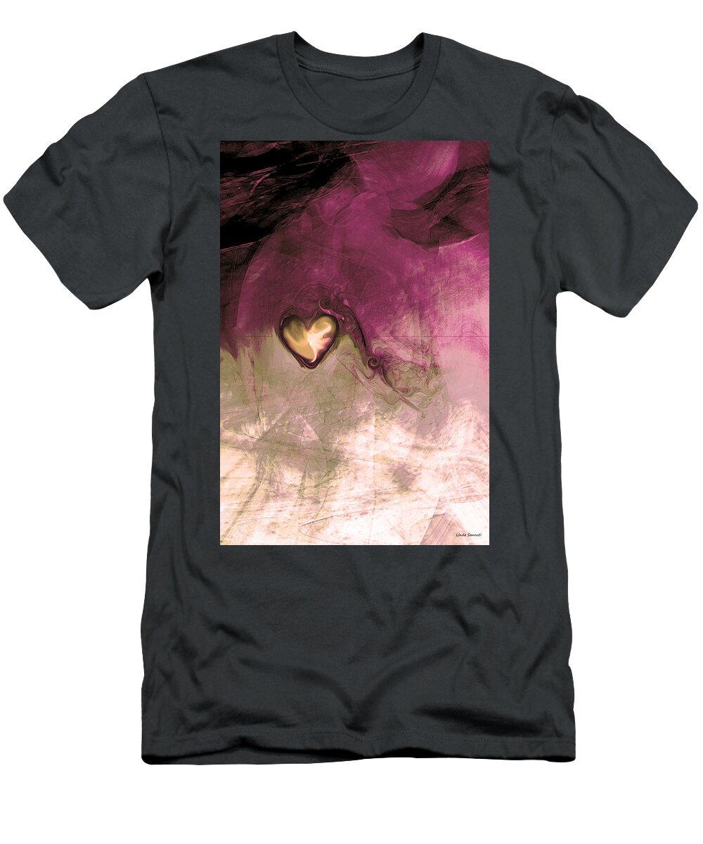Heart Of Gold T-Shirt featuring the digital art Heart Of Gold by Linda Sannuti