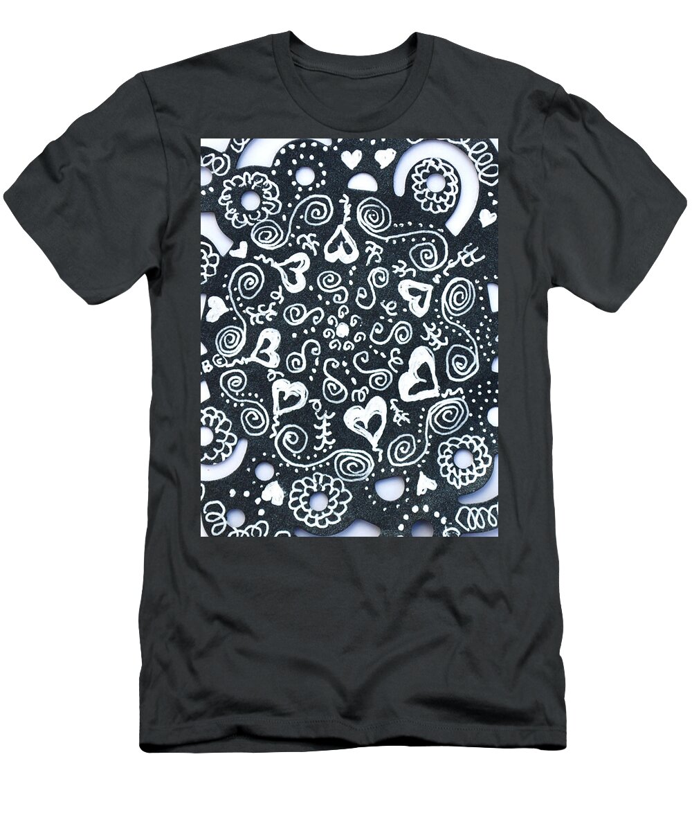 Zentangle T-Shirt featuring the drawing Hearty by Carole Brecht
