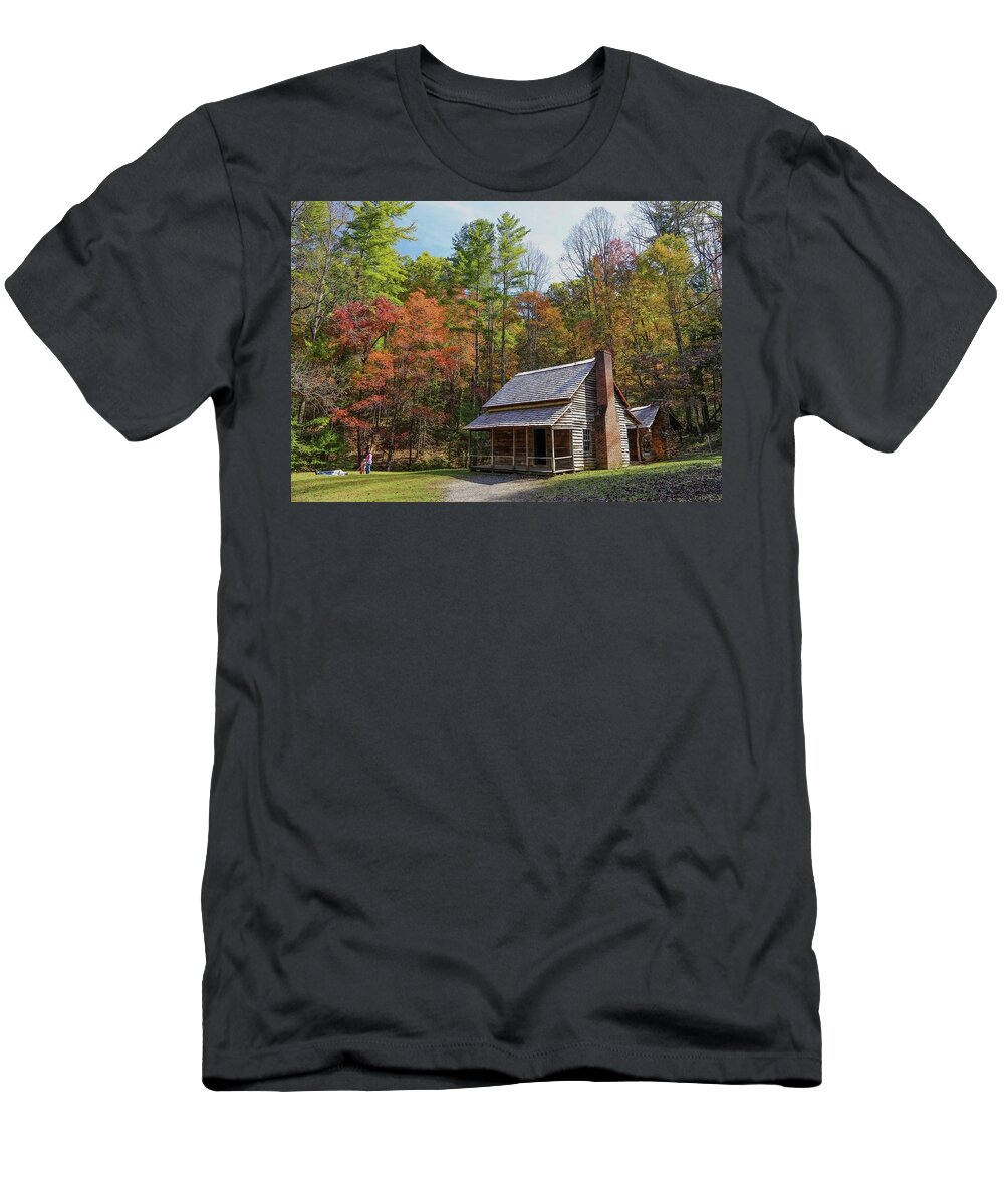 Log Cabin T-Shirt featuring the photograph Henry Whitehead Place in Fall by Kevin Craft