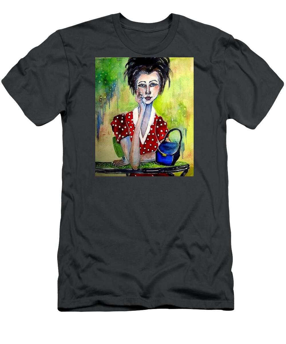  T-Shirt featuring the painting Her Purse Too by Esther Woods