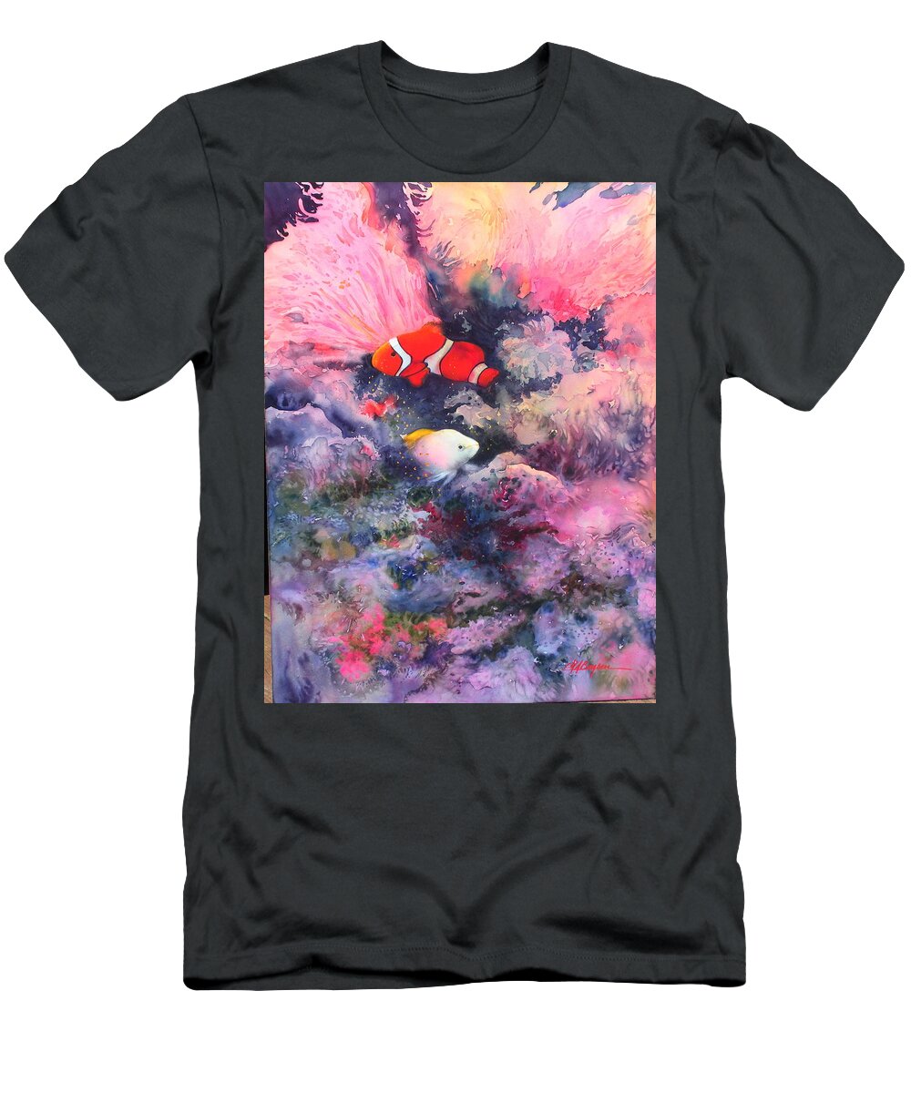 Watercolor Of Tropical Fish T-Shirt featuring the painting Here Comes Nemo by Maryann Boysen