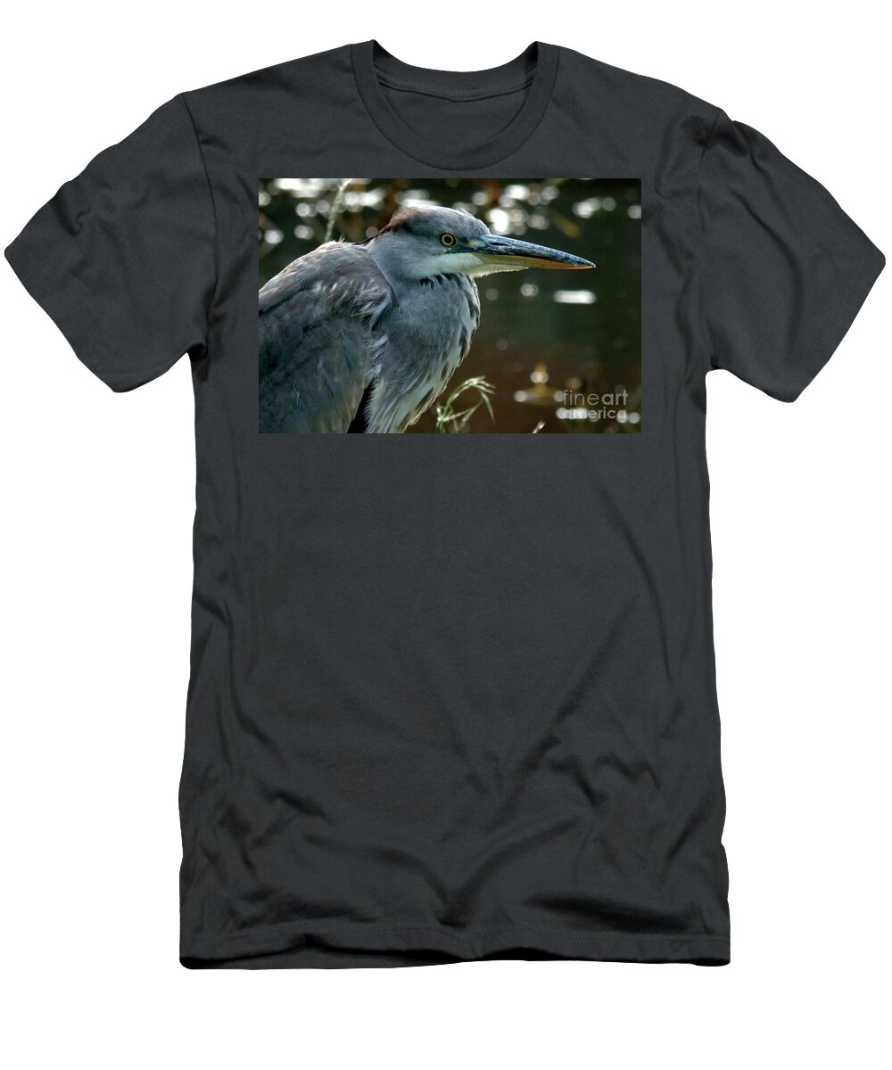Bird T-Shirt featuring the photograph Herons Looking At You Kid by Baggieoldboy