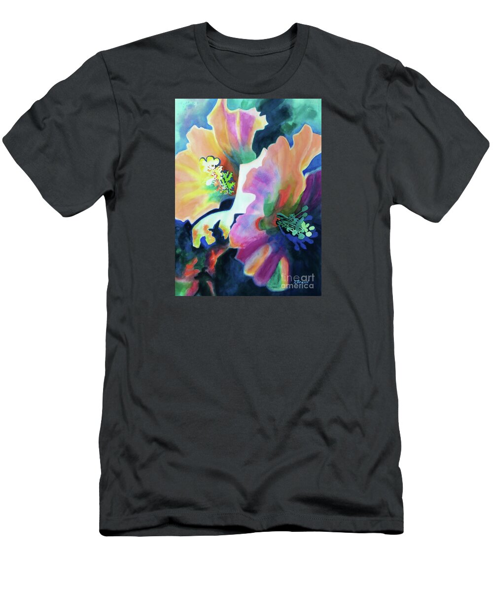 Painting T-Shirt featuring the painting Hibiscus Blossoms by Kathy Braud