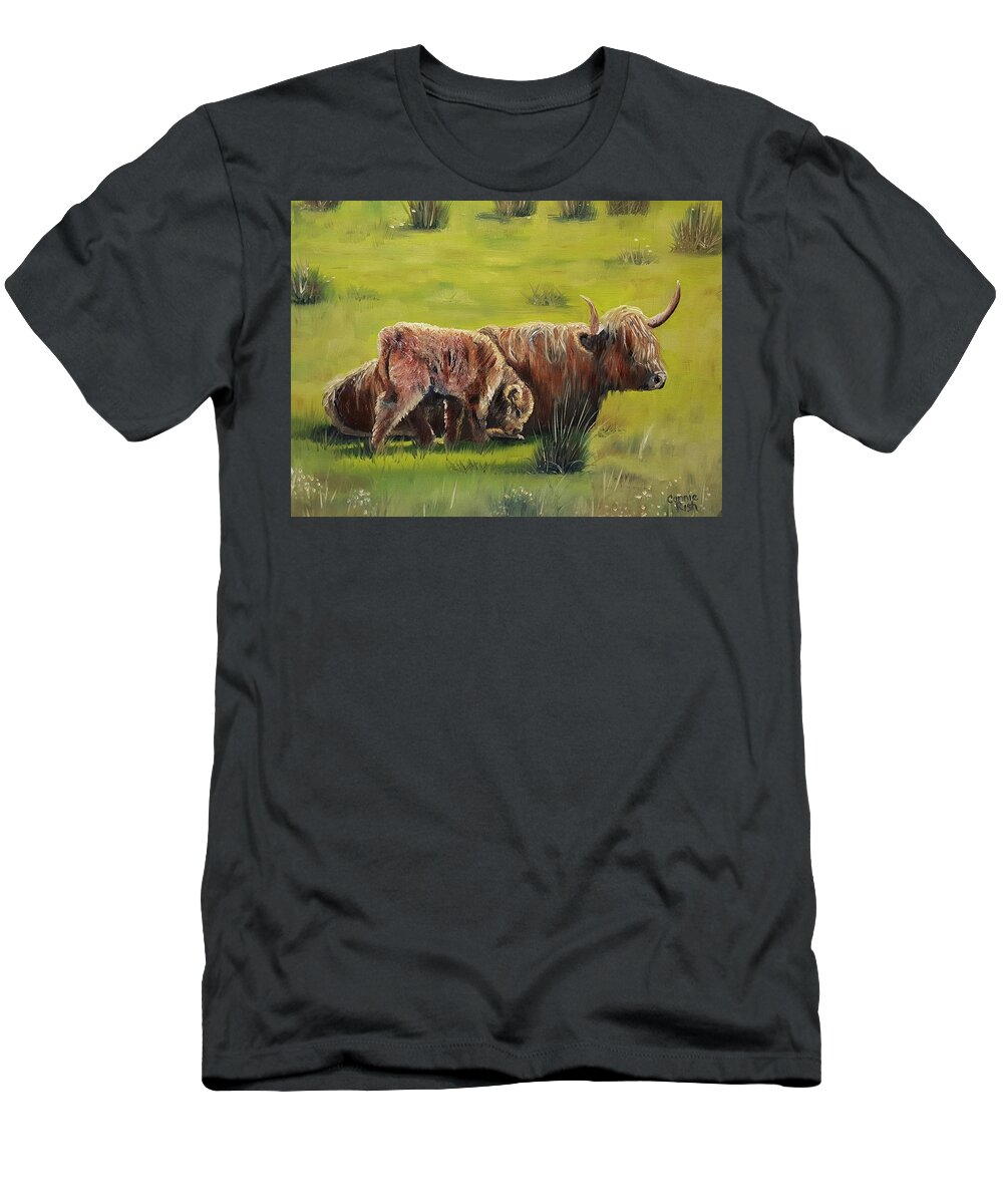 Highland Ciws T-Shirt featuring the painting Highland Pair by Connie Rish