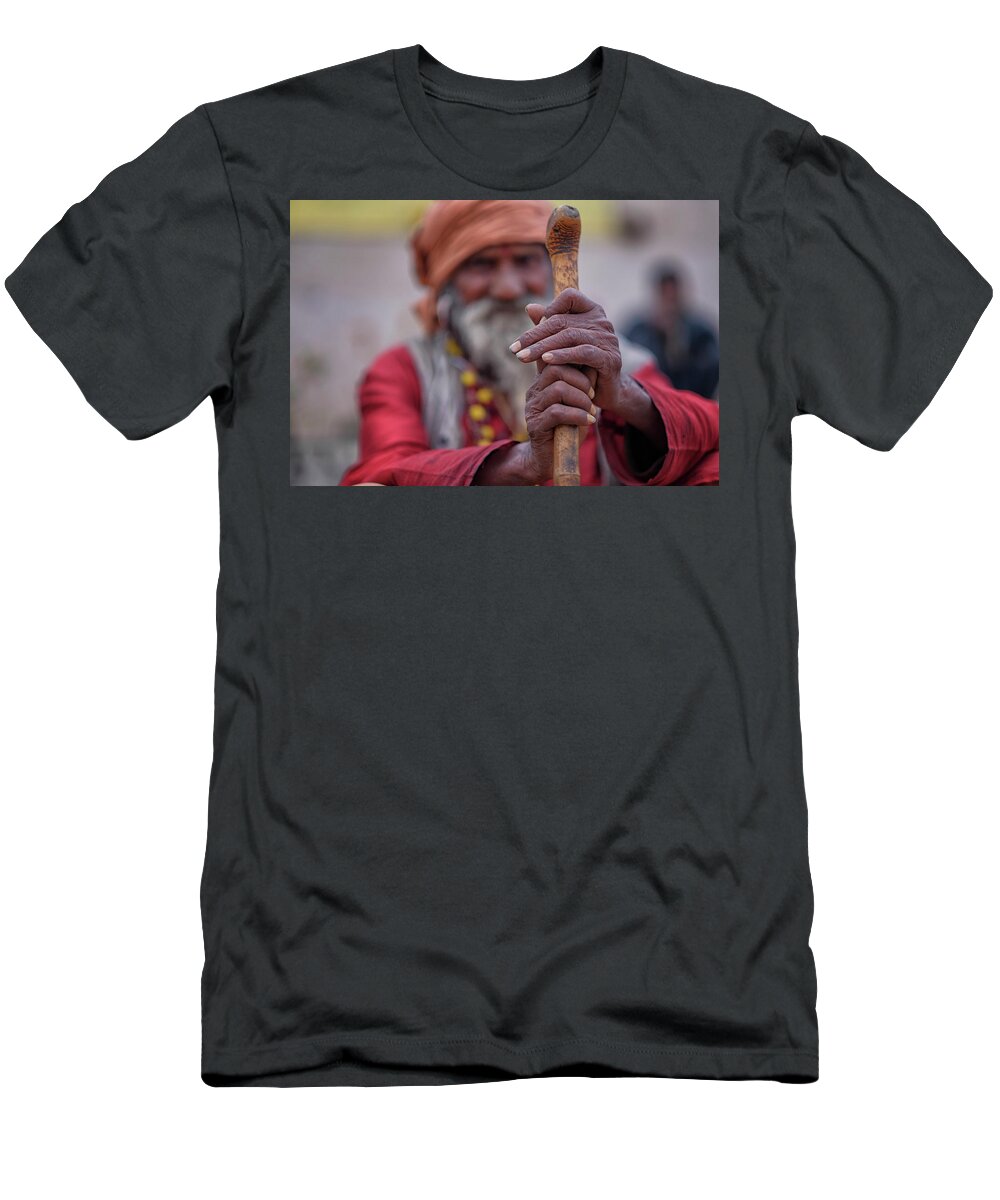 Ganges T-Shirt featuring the photograph hindu Holy Man Hands by David Longstreath