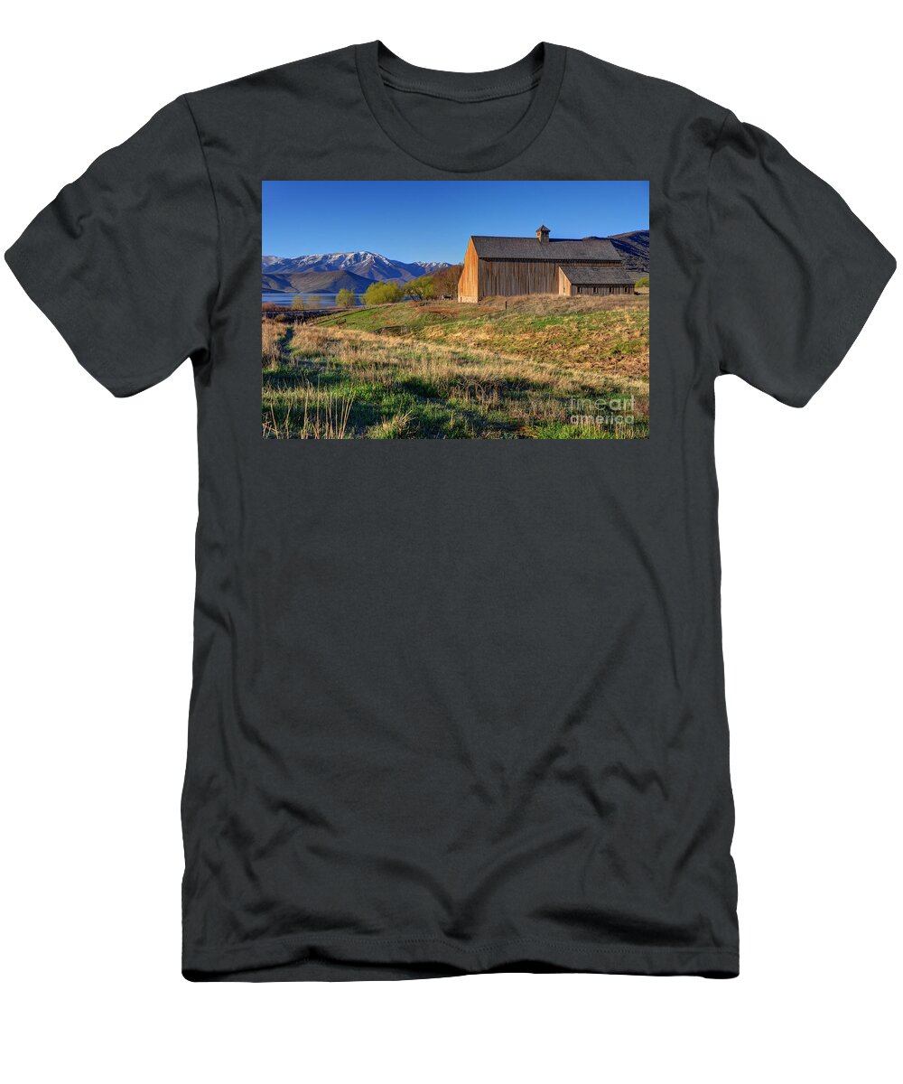 Wasatch Mountains T-Shirt featuring the photograph Historic Francis Tate Barn - Wasatch Mountains by Gary Whitton