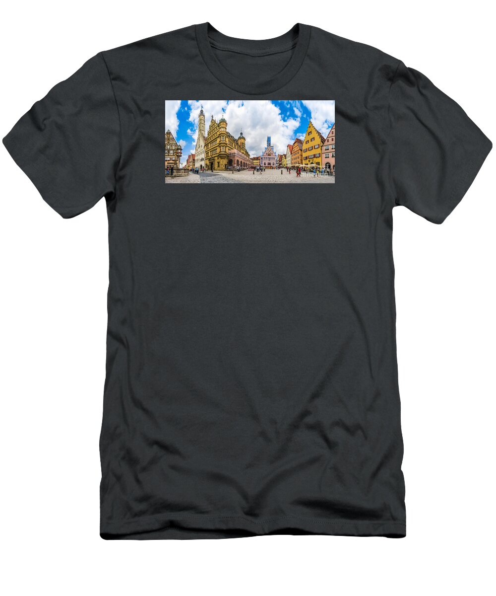 Ancient T-Shirt featuring the photograph Historic townsquare of Rothenburg ob der Tauber, Franconia, Bava by JR Photography