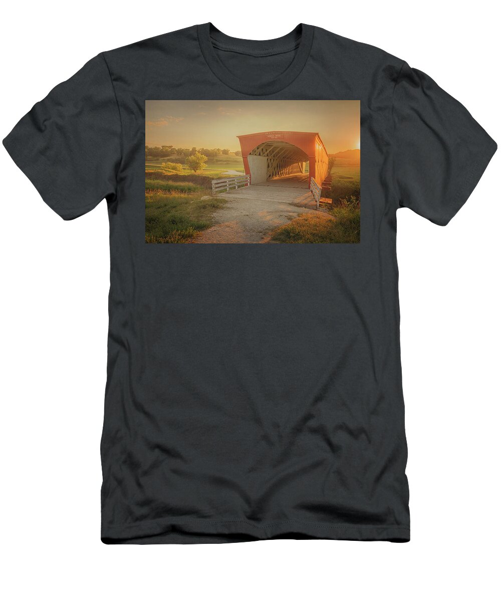 Hogback Bridge T-Shirt featuring the photograph Hogback Covered Bridge by Susan Rissi Tregoning