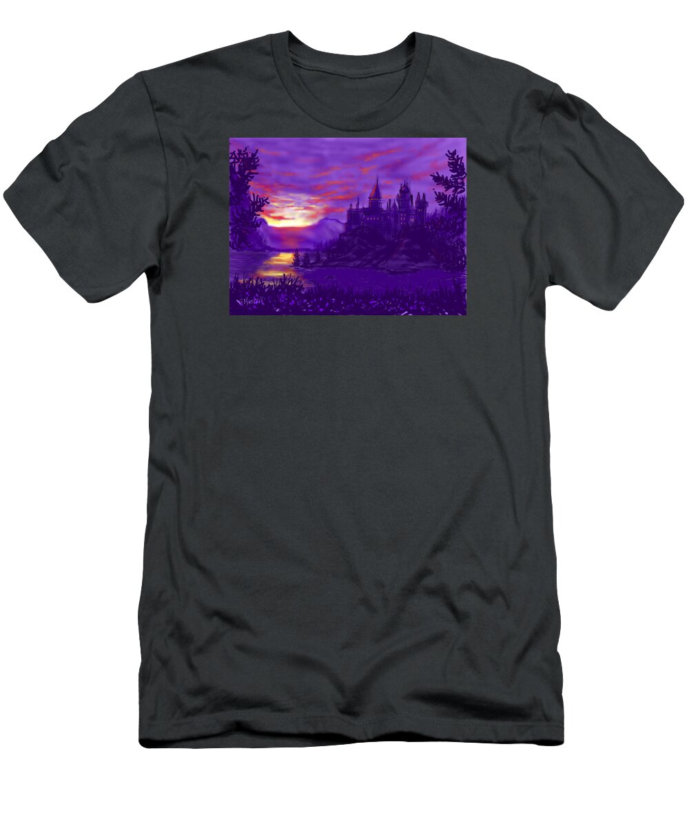 Ipad Art T-Shirt featuring the painting Hogwarts in Purple by Glenn Marshall