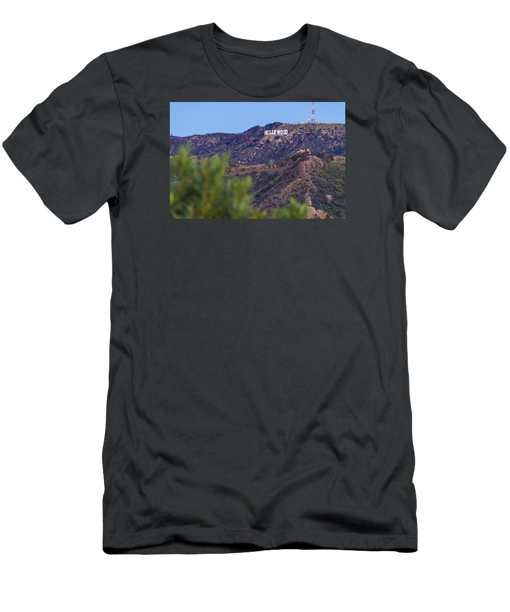 Los Angeles T-Shirt featuring the photograph Hollywood Sign in the morning by John McGraw