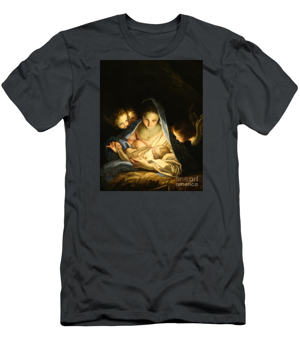 Virgin And Child T-Shirt featuring the painting Holy Night by Carlo Maratta
