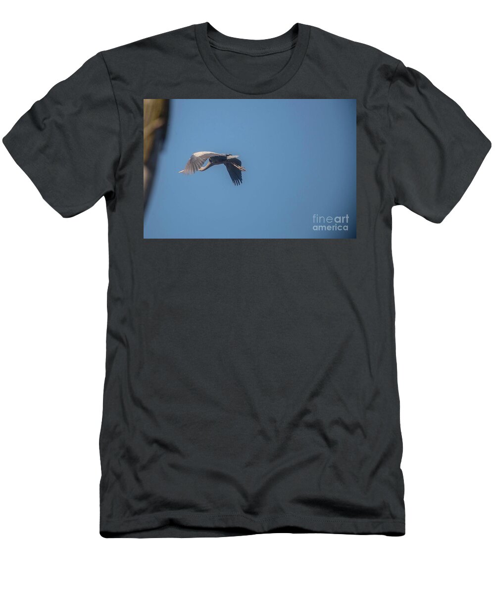 Great Blue Heron T-Shirt featuring the photograph Homing Home by David Bearden