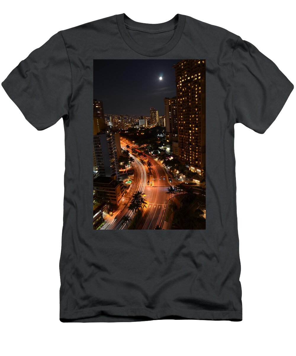 Hawaii T-Shirt featuring the photograph Honolulu at Night 2 by Amy Fose