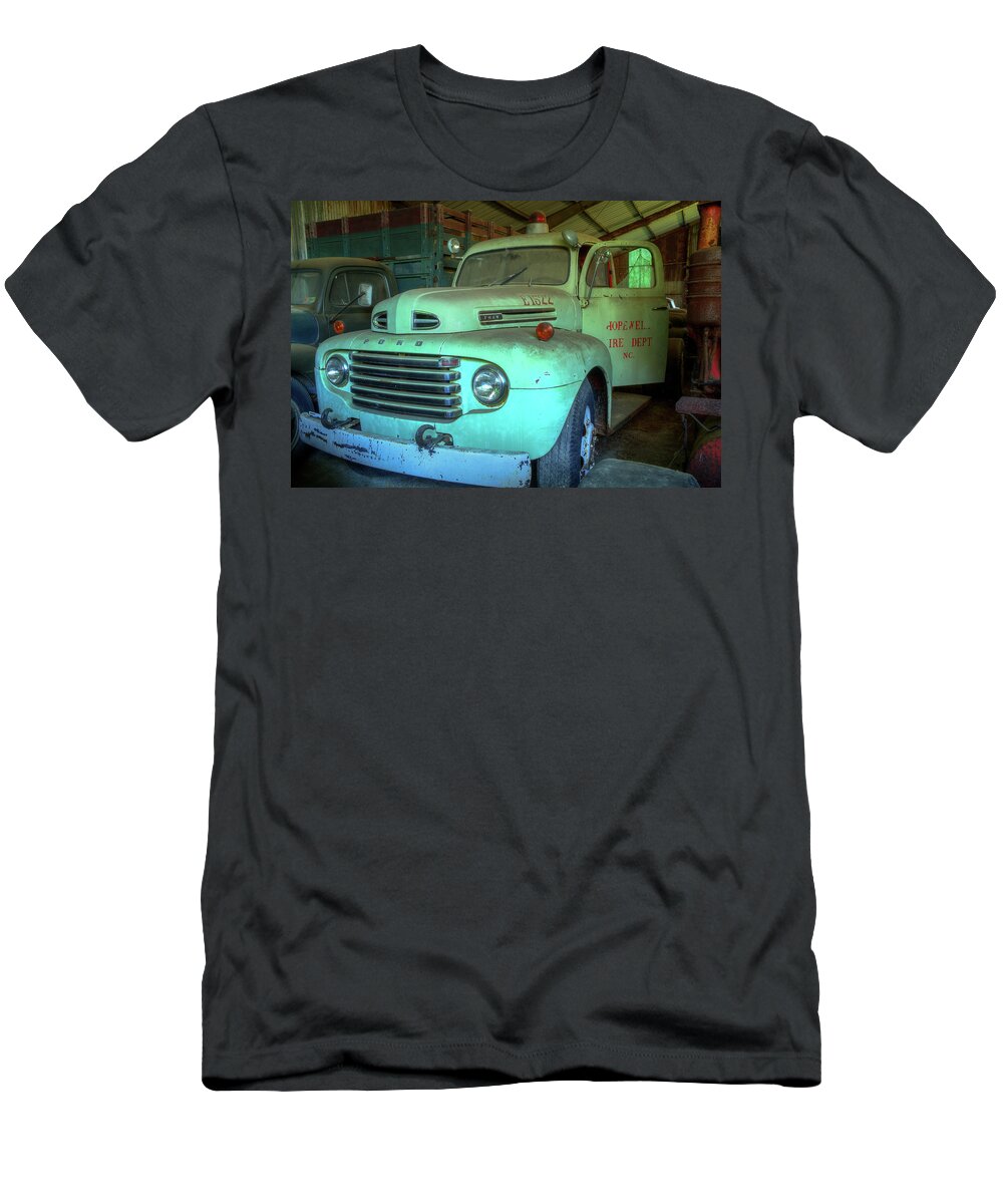 Truck T-Shirt featuring the photograph Hopewell Fire Truck by Jerry Gammon