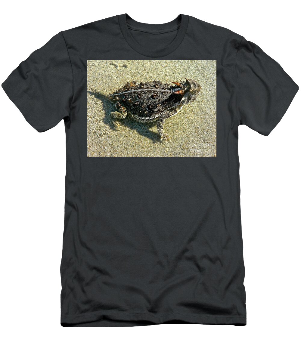Reptile T-Shirt featuring the photograph Horny Toad Lizard by Jean Wright