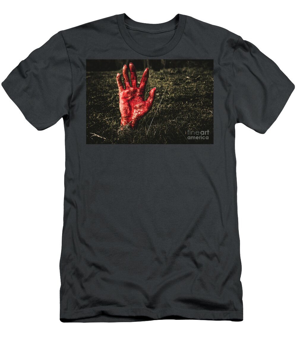 Hand T-Shirt featuring the photograph Horror resurrection by Jorgo Photography