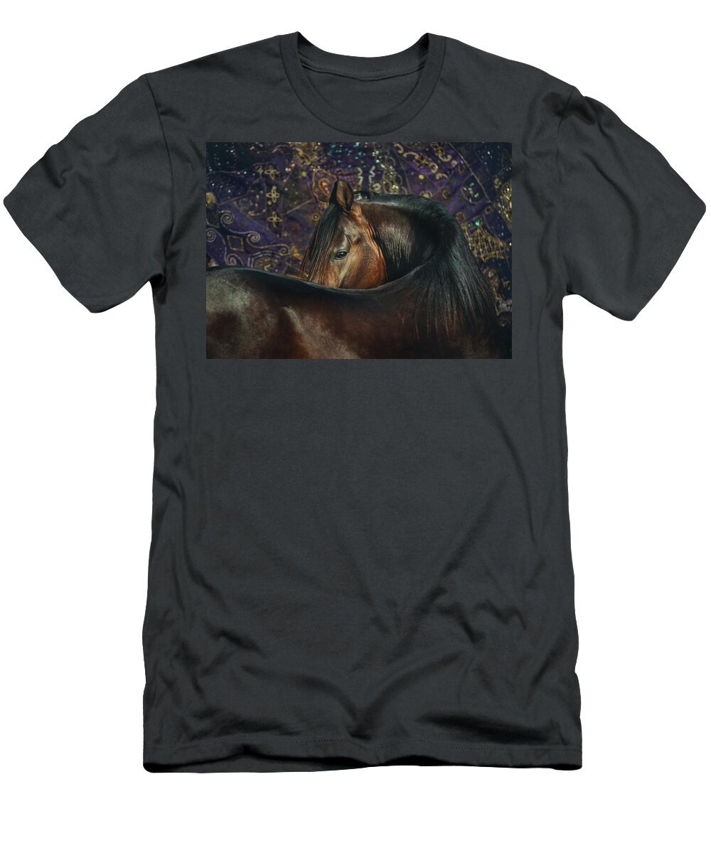 Russian Artists New Wave T-Shirt featuring the photograph Horse Portrait with Carpet by Ekaterina Druz