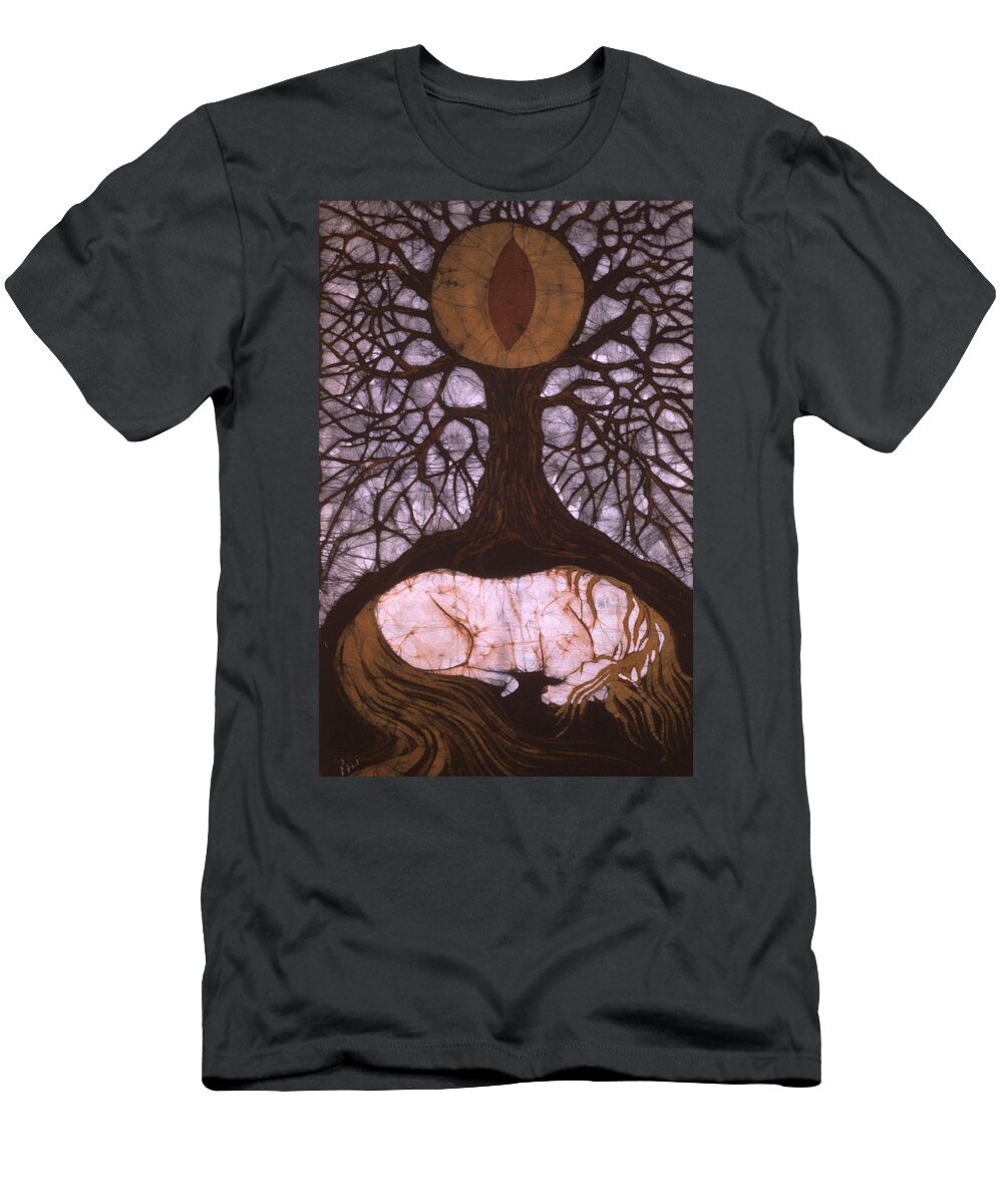 Horse T-Shirt featuring the tapestry - textile Horse Sleeps Below Tree of Rebirth by Carol Law Conklin