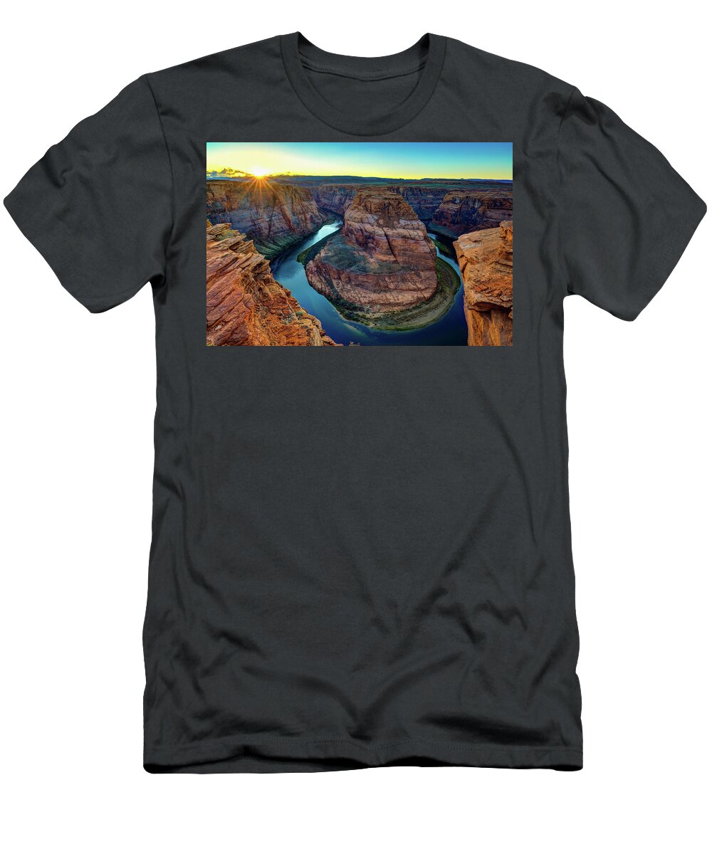 Arizona T-Shirt featuring the photograph Horseshoe Bend Sunset by Raul Rodriguez