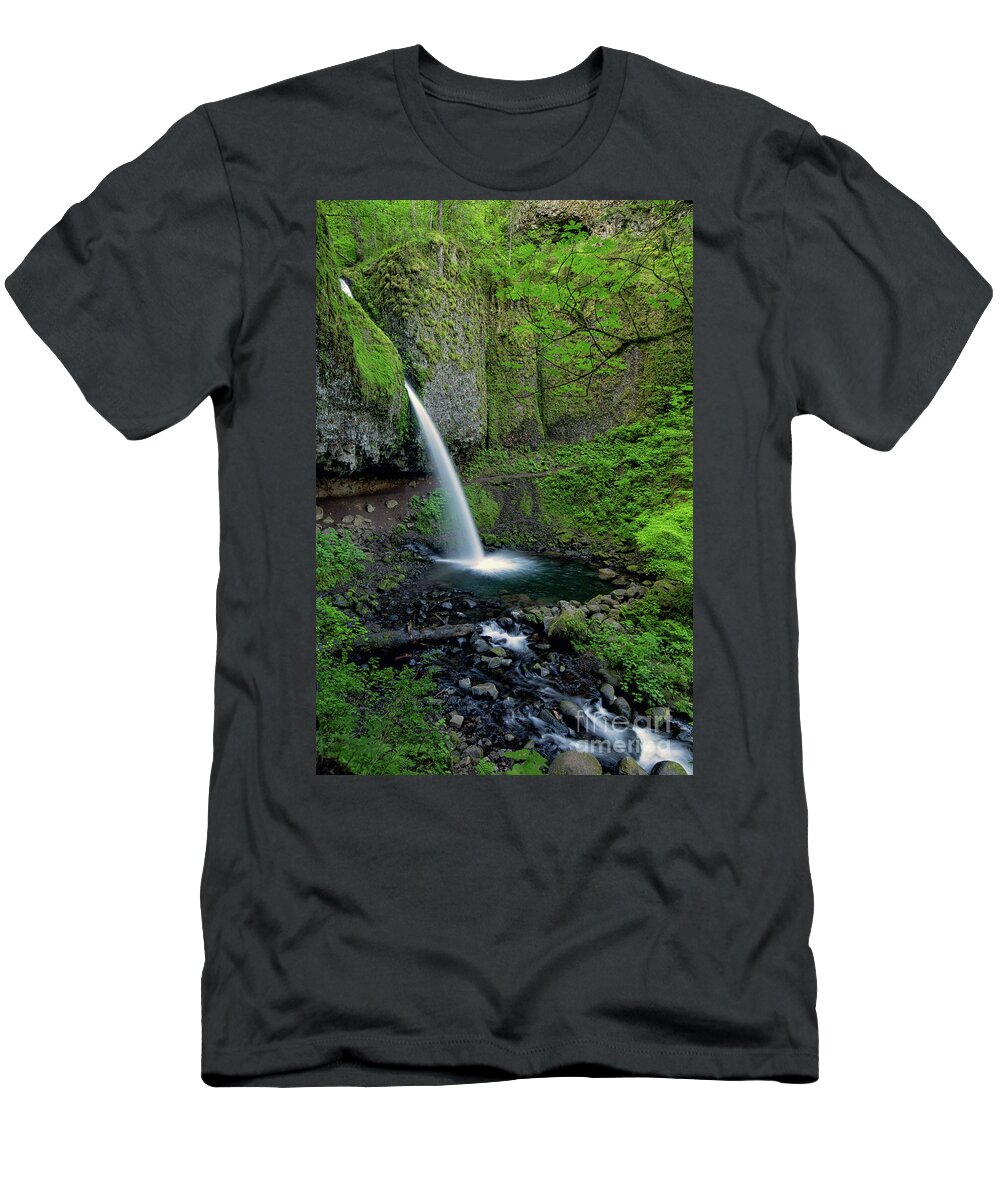 Falls T-Shirt featuring the photograph Horsetail Falls Waterfall Art by Kaylyn Franks by Kaylyn Franks