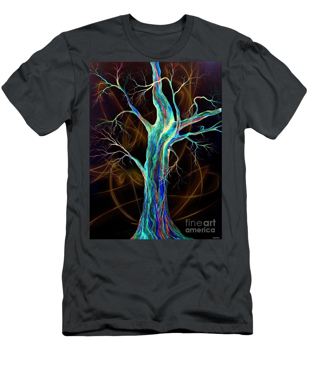 Tree T-Shirt featuring the drawing Hot Blue Blood by David Neace