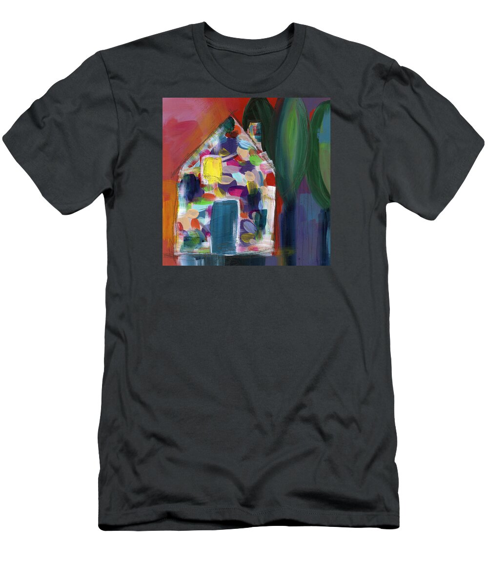 House T-Shirt featuring the painting House of Many Colors- Art by Linda Woods by Linda Woods