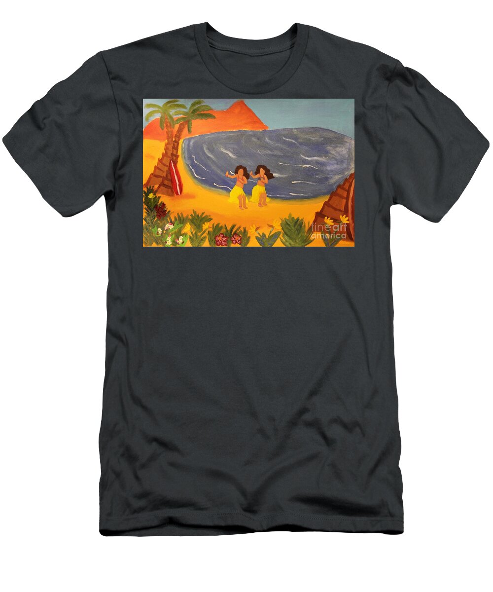 Hula T-Shirt featuring the painting Hula Girls by Marina McLain