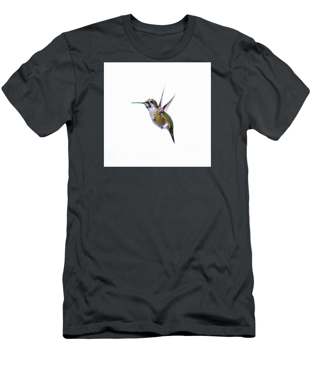 Nature Photography T-Shirt featuring the photograph Hummingbird in Flight by E Faithe Lester