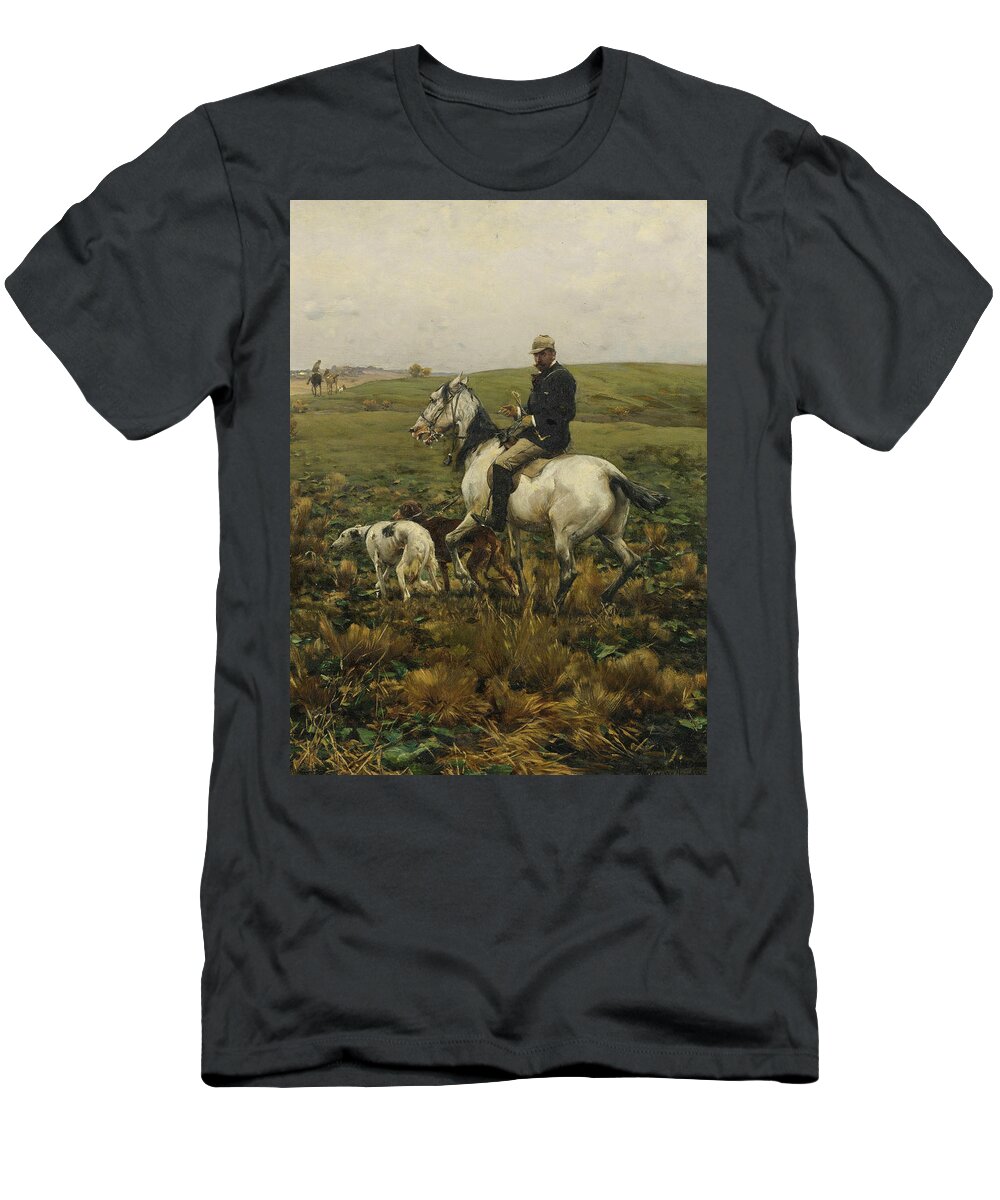 Alfred Kowalski T-Shirt featuring the painting Huntsman with Hounds by Alfred Kowalski
