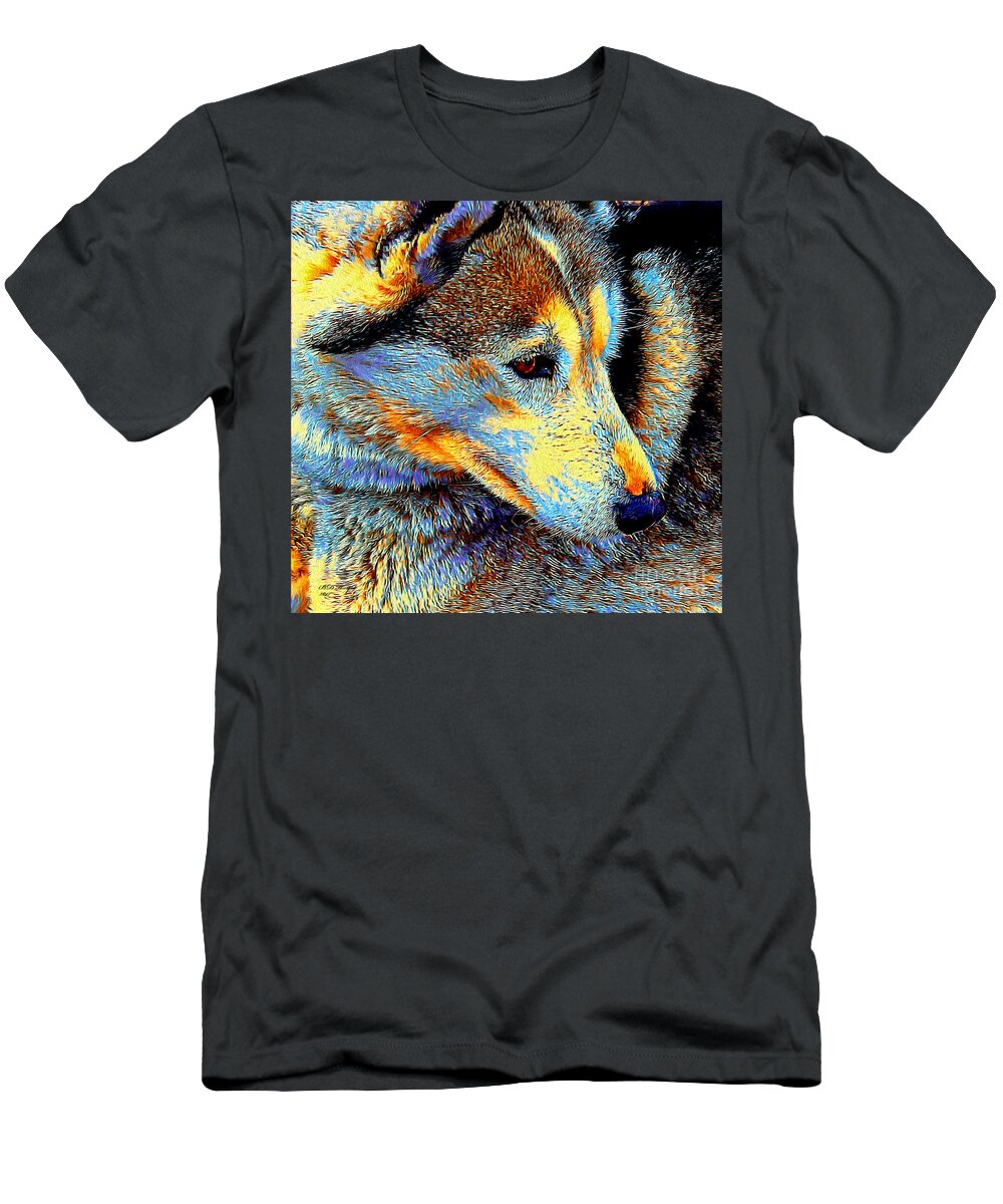 Dogs T-Shirt featuring the digital art Husky Up Close by DB Hayes