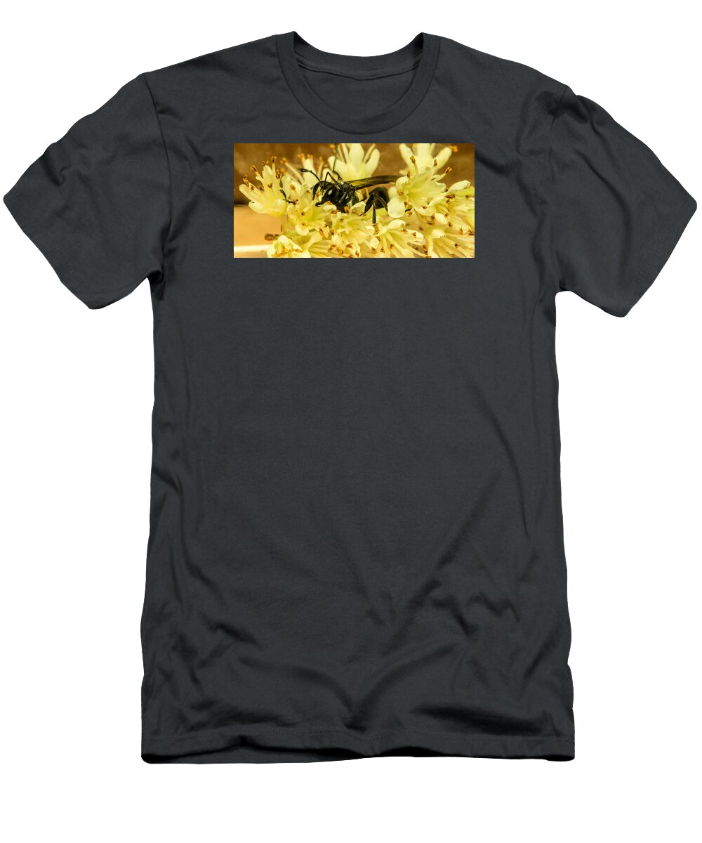 Hymenoptera T-Shirt featuring the photograph Hymenop Preditor Crouching to Attack by Douglas Barnett