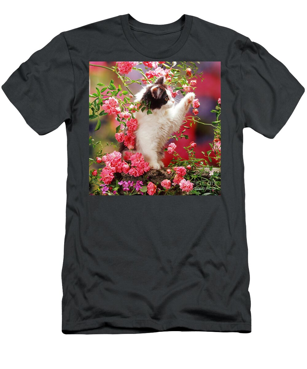 Black And White T-Shirt featuring the photograph I Love Roses by Warren Photographic