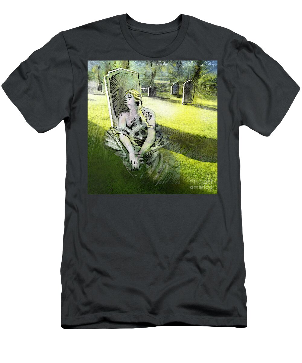 Painting All Saints Day Graves Flowers T-Shirt featuring the painting I wish you were here by Miki De Goodaboom
