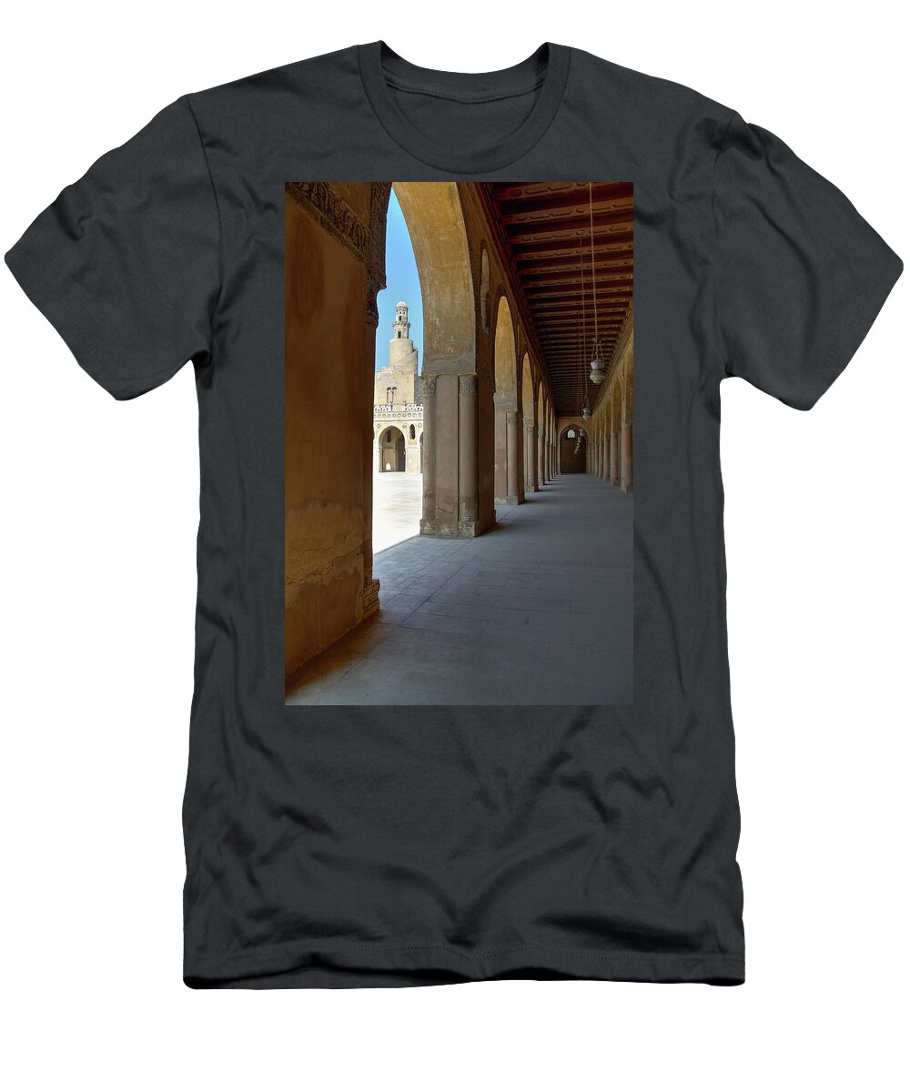 Tulun T-Shirt featuring the photograph Ibn Tulun Great Mosque by Nigel Fletcher-Jones