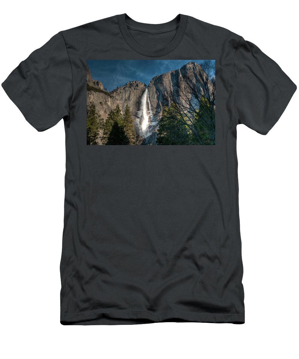 2017conniecooper-edwards T-Shirt featuring the photograph Icy Upper Yosemite Falls by Connie Cooper-Edwards
