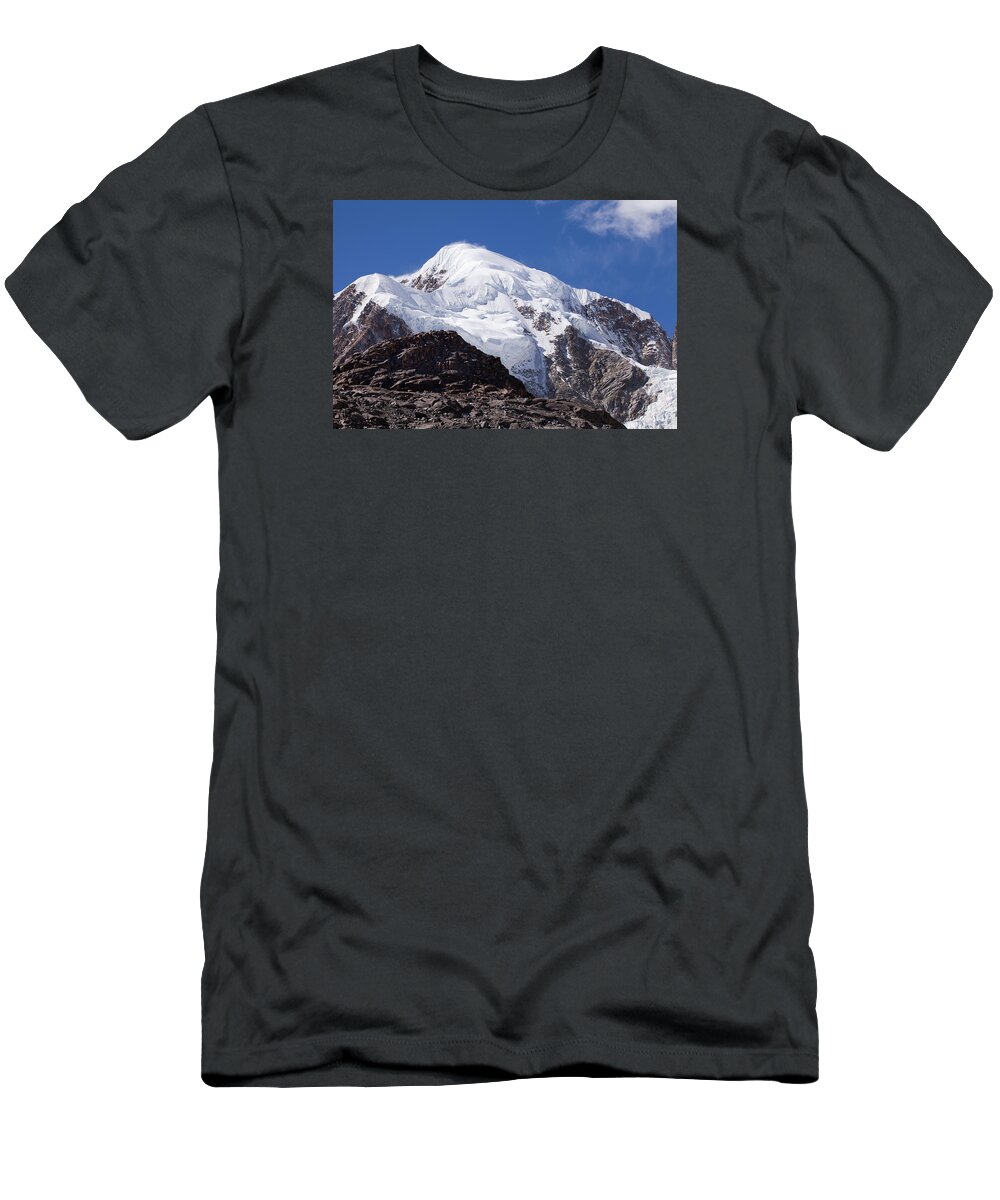 Illampu T-Shirt featuring the photograph Illampu Mountain by Aivar Mikko