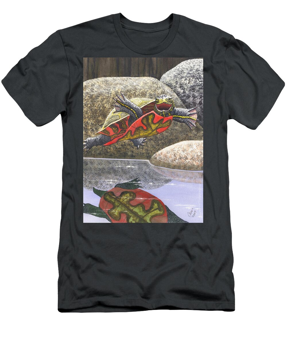Turtle T-Shirt featuring the painting Im Flying by Catherine G McElroy