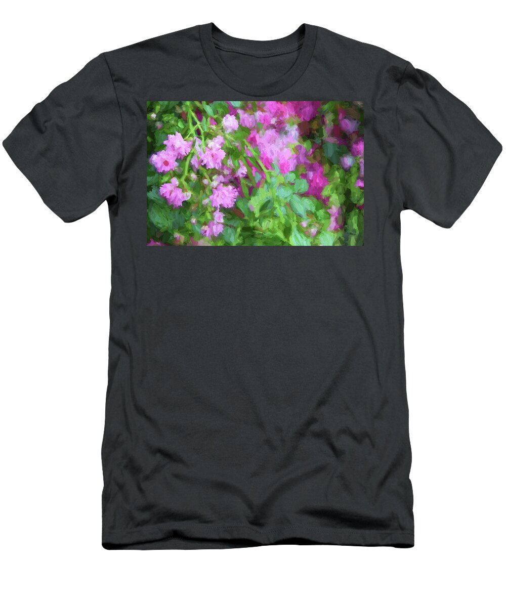 Digital Painting T-Shirt featuring the painting Impasto Roses by Bonnie Bruno