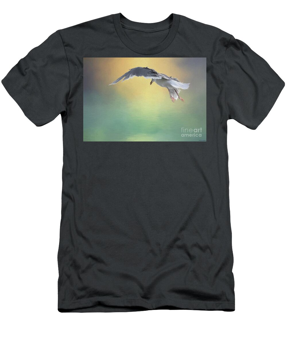 Seagull T-Shirt featuring the photograph In Flight by Eva Lechner