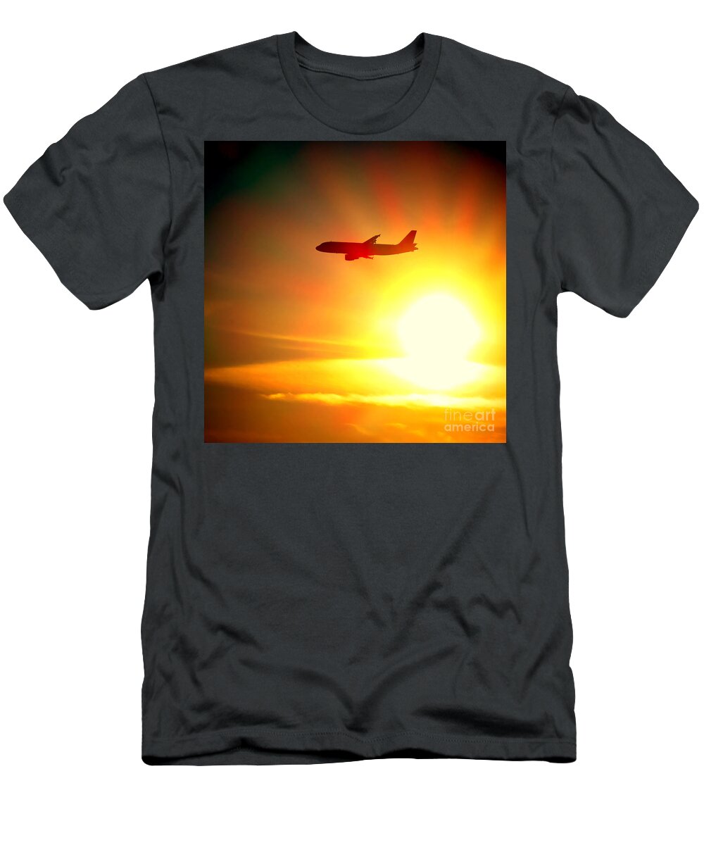Boeing T-Shirt featuring the photograph In Flight by Olivier Le Queinec