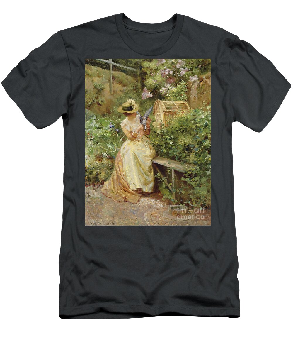 In The Garden T-Shirt featuring the painting In the Garden, 1892 by Robert Payton Reid