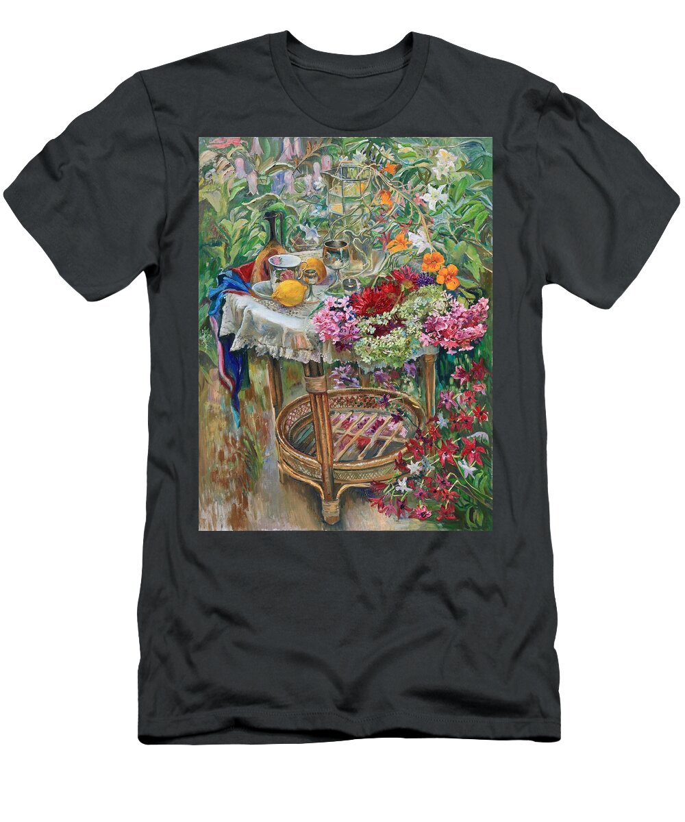 Maya Gusarina T-Shirt featuring the painting In the Garden by Maya Gusarina