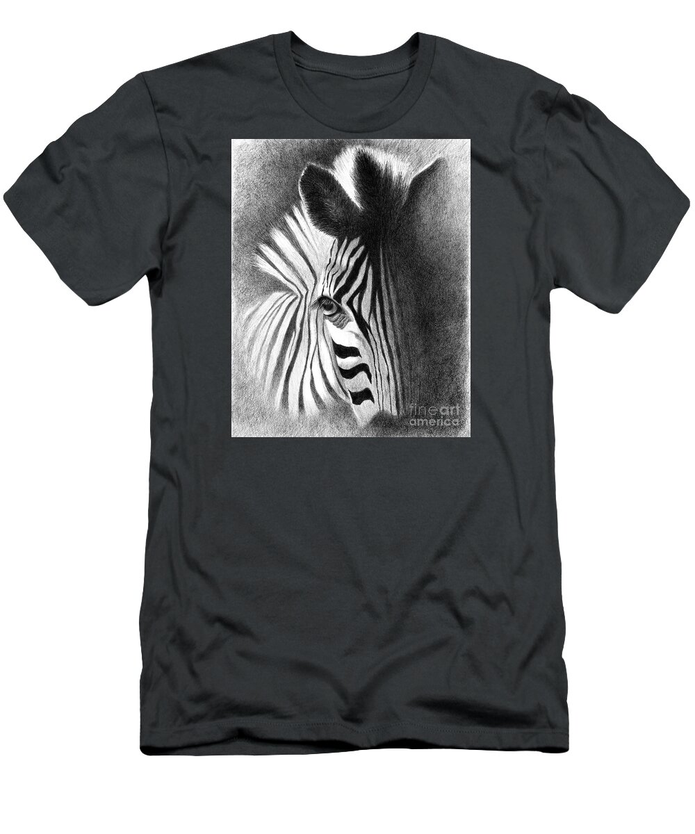 Zebra T-Shirt featuring the drawing Incognito by Phyllis Howard