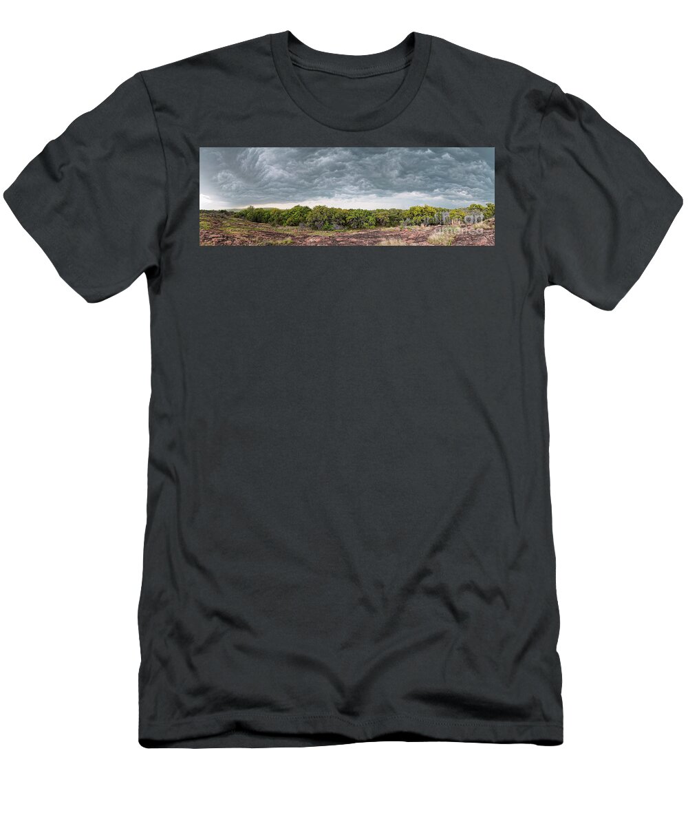 Massive T-Shirt featuring the photograph Incoming Ominous Supercell over Inks Lake State Park - Burnet County Texas Hill Country by Silvio Ligutti