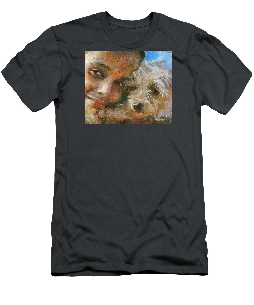 Dog T-Shirt featuring the painting Innocent love by Dragica Micki Fortuna